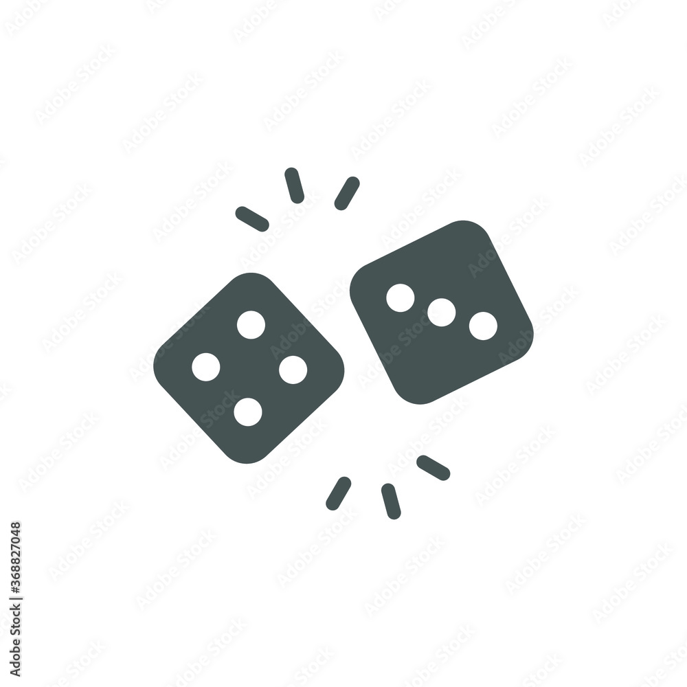 Dice cube solid, gamble or gambling for casino equipment. two dices icon for fortune game player. Modern style in two dimension vector illustration. Design on white background. EPS 10 Dice cube solid, gamble or gambling for casino equipment. two dices icon for fortune game player. Modern style in two dimension vector illustration. Design on white background. EPS 10