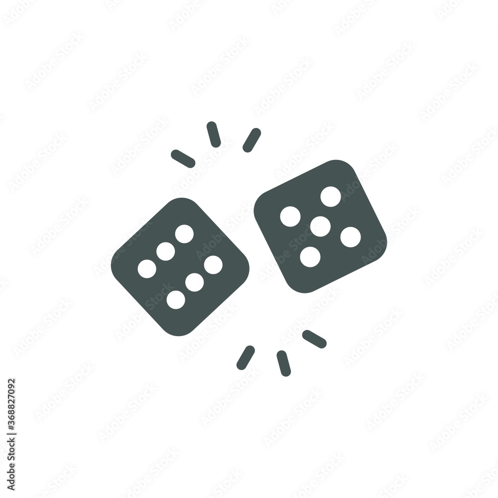 Two Dice cubes, Dices icon solid template color editable. Casino and gambling game black silhouette. Lucky gamble. Vector illustration. Design on white background. EPS 10 Two Dice cubes, Dices icon solid template color editable. Casino and gambling game black silhouette. Lucky gamble. Vector illustration. Design on white background. EPS 10