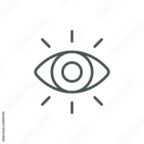 Eye vector icon line. eyeball for vision sign. Lens bright, visibility, vision, eye sight. optic clinic symbol. Modern style web page template. Vector illustration design on white background EPS 10