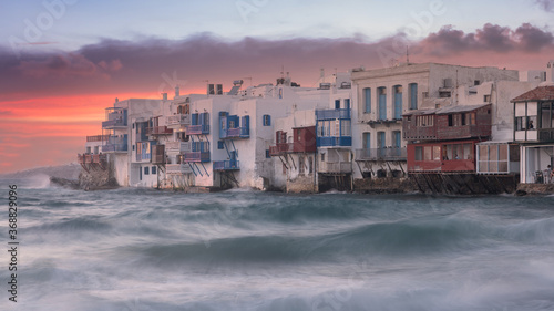 View of the famous pictorial Little Venice bay of Mykonos town in Mykonos island in Greece. Travel concept. © emotionpicture