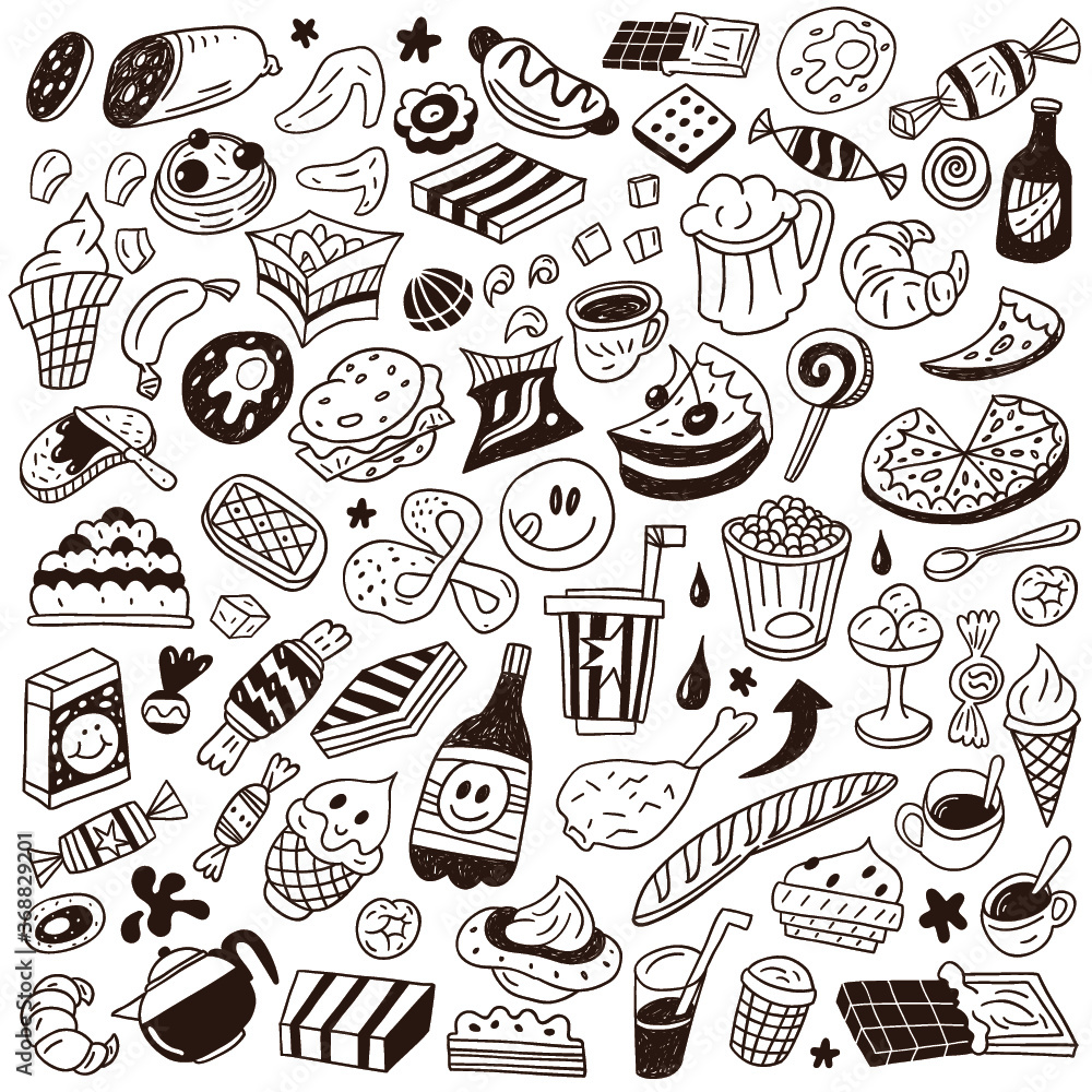 fast food - doodle set