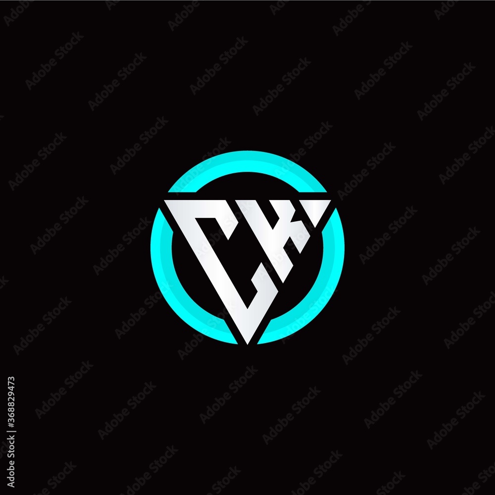C K initial logo modern triangle with circle C K initial logo modern triangle with circle