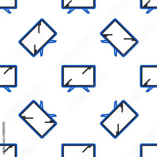 Line Smart Tv icon isolated seamless pattern on white background. Television sign. Colorful outline concept. Vector.