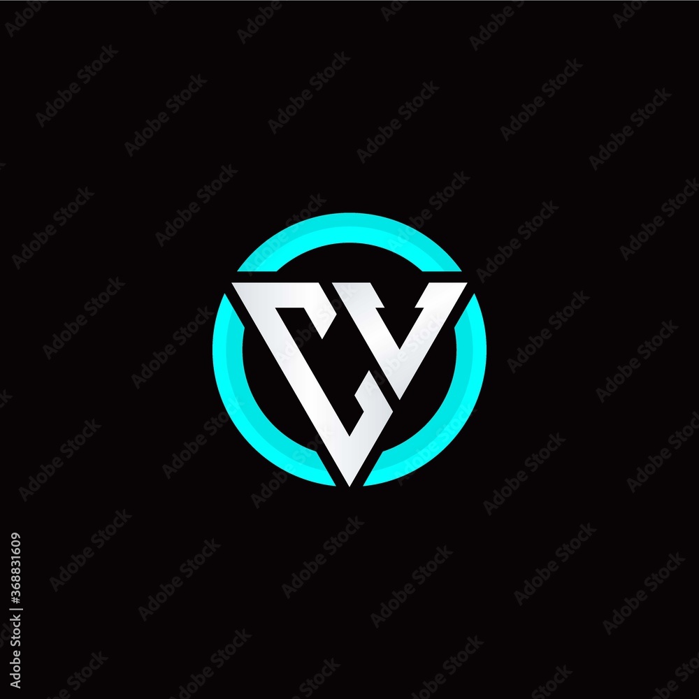 C V initial logo modern triangle with circle C V initial logo modern triangle with circle