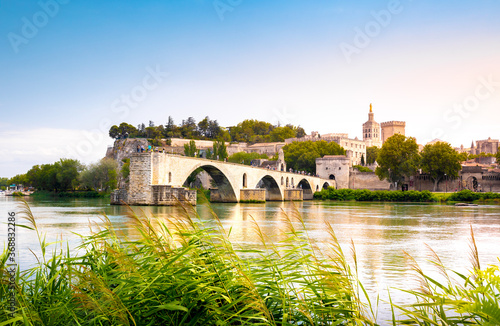 Saint Benezet bridge in Avignon in a beautiful summer day, France photo