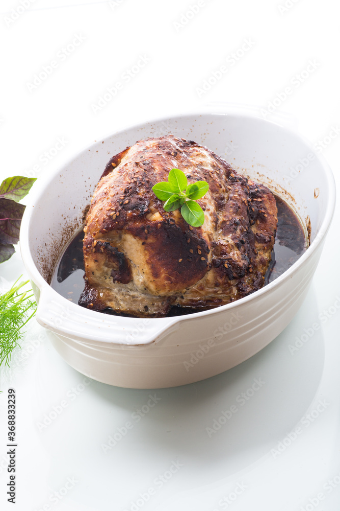 juicy pork neck, baked meat with spices juicy pork neck, baked meat with spices