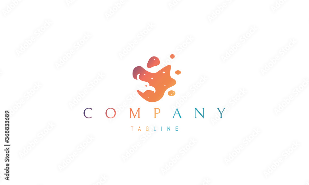 Vector logo on which the abstract image of the silhouette of a phoenix in a shapeless color spot of the night. Vector logo on which the abstract image of the silhouette of a phoenix in a shapeless color spot of the night.