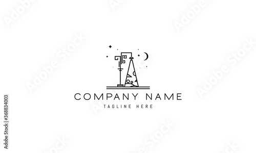 Vector logo on which an abstract image of a street lamp, a ray of light made in the form of a sunny landscape.