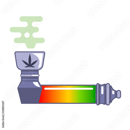 A pipe for smoking medicinal marijuana. legalization of drugs. flat vector illustration isolated on white background.