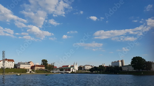 Blue sky with clouds over the river