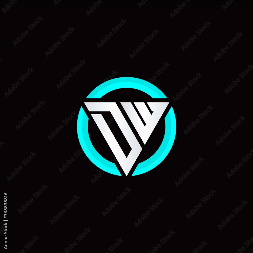 D W initial logo modern triangle with circle D W initial logo modern triangle with circle