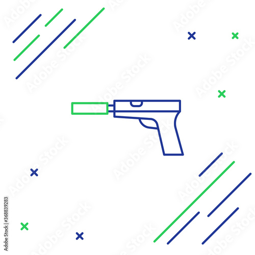 Line Pistol or gun with silencer icon isolated on white background. Colorful outline concept. Vector.