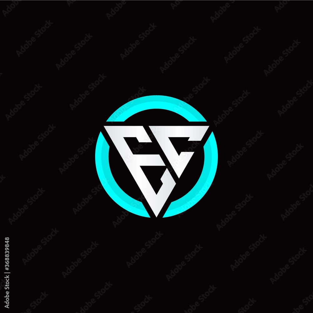 E C initial logo modern triangle with circle E C initial logo modern triangle with circle
