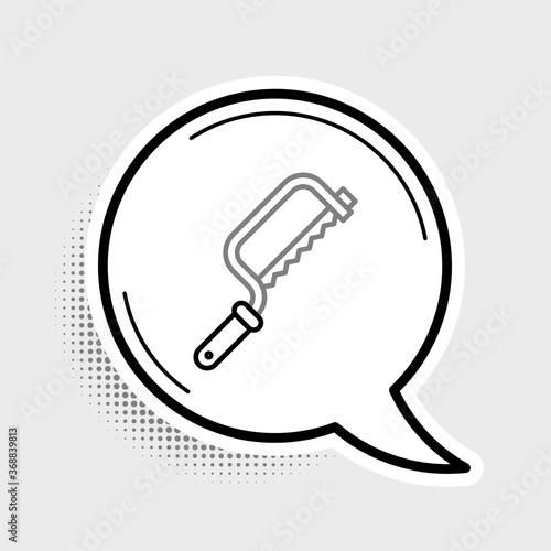 Line Hacksaw icon isolated on grey background. Metal saw for wood and metal. Colorful outline concept. Vector.