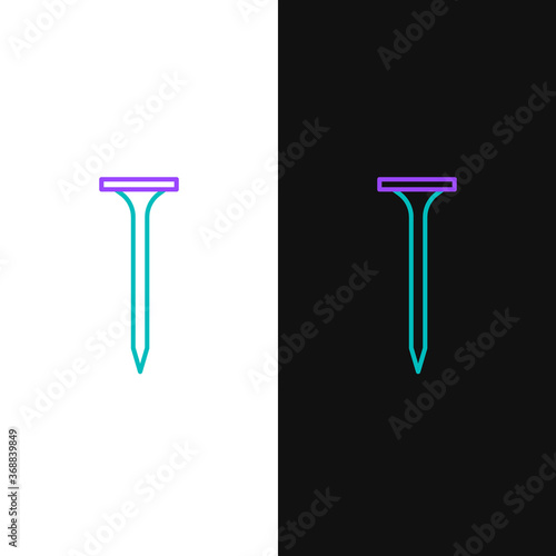 Line Metallic nail icon isolated on white and black background. Colorful outline concept. Vector.