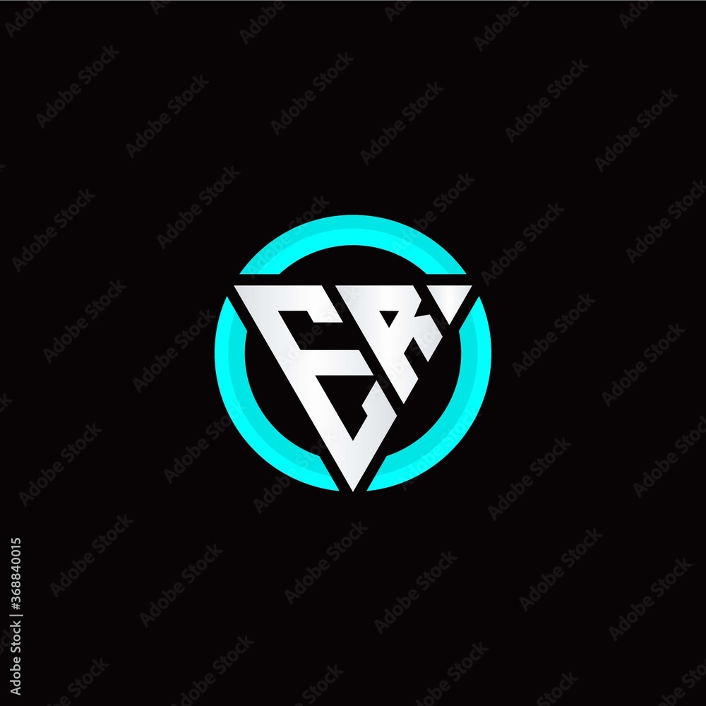 E R initial logo modern triangle with circle E R initial logo modern triangle with circle