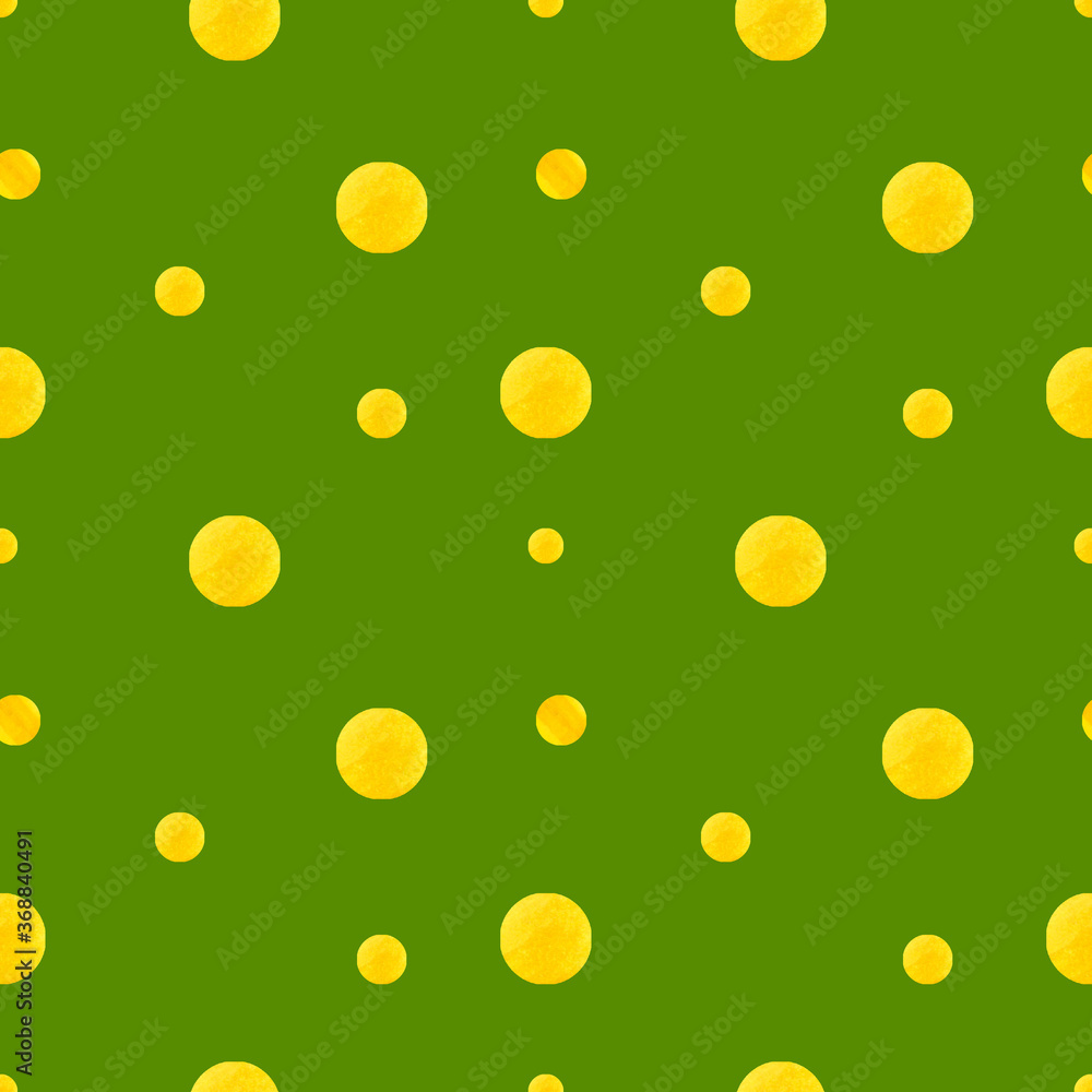 Seamless pattern with painted polka dot. Hand drawn illustration