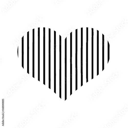 Vertically black striped heart