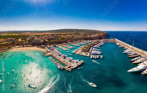 Aerial view, marina Port Adriano, El Toro, Majorca, Balearic Islands, Spain photo