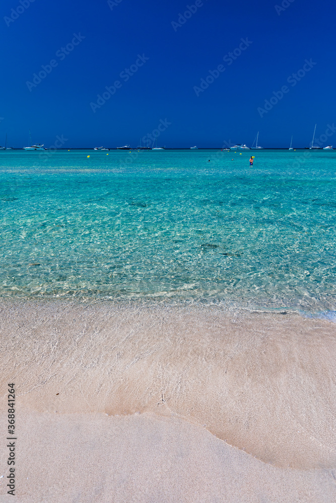 Fototapeta premium Majorca Es Trenc ses Arenes beach in Balearic Islands, Spain, July 2020