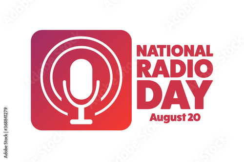 National Radio Day. August 20. Holiday concept. Template for background, banner, card, poster with text inscription. Vector EPS10 illustration.