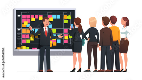 Business man and woman planning work together
