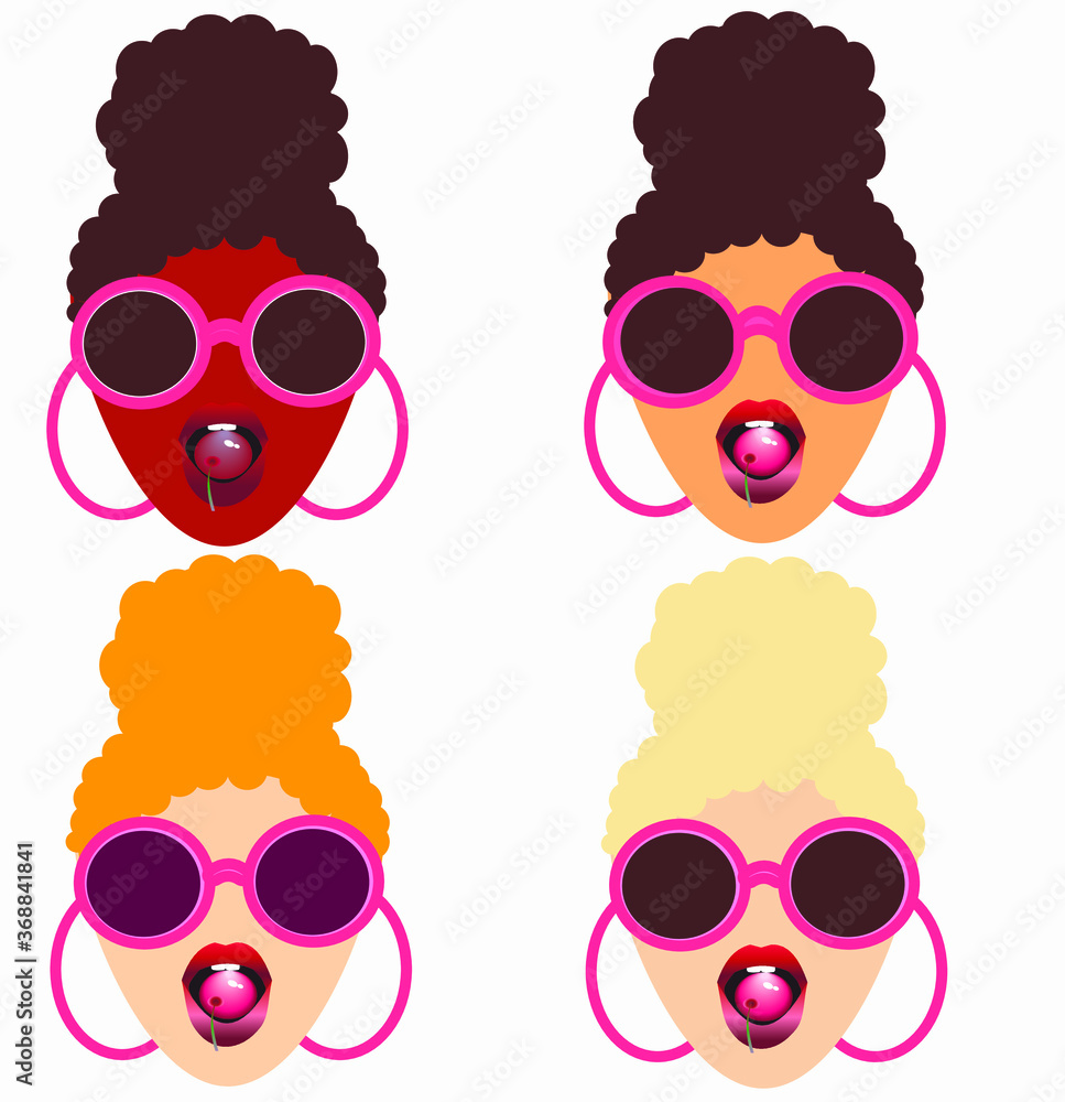 set of funny cartoon sunglasses