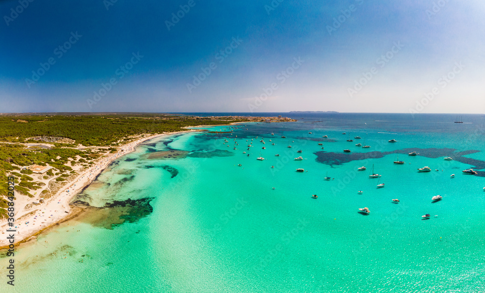 Fototapeta premium Majorca Es Trenc ses Arenes beach in Balearic Islands, Spain, July 2020