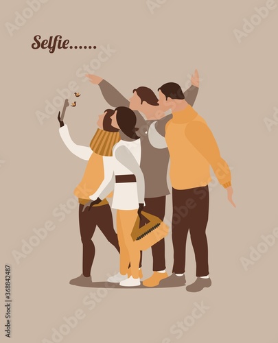 Selfie modern people card vector