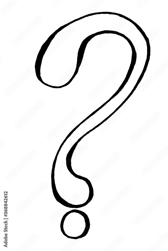 Obraz premium Hand drawn question mark isolated on a white background. Outline, stock illustration