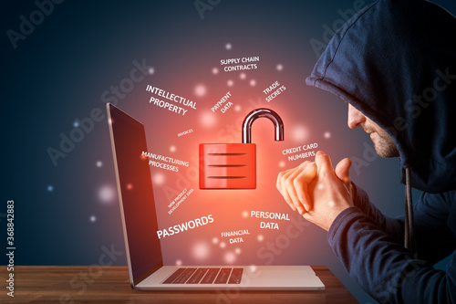 Billede på lærred Malicious hacker prepared to steal corporate data