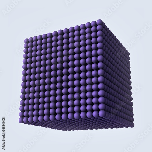Konstfotografi A 3D fractal cube of connected spheres with a recursive pattern on the surface L