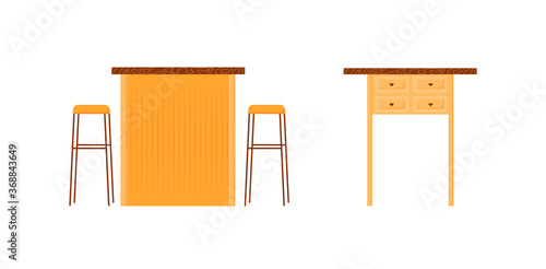 Cafe counters flat color vector object set