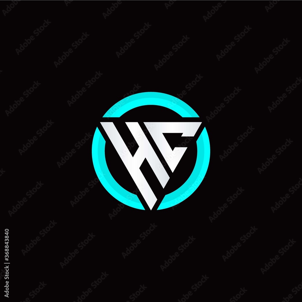 H C initial logo modern triangle with circle H C initial logo modern triangle with circle