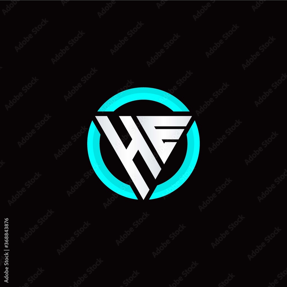 H E initial logo modern triangle with circle H E initial logo modern triangle with circle