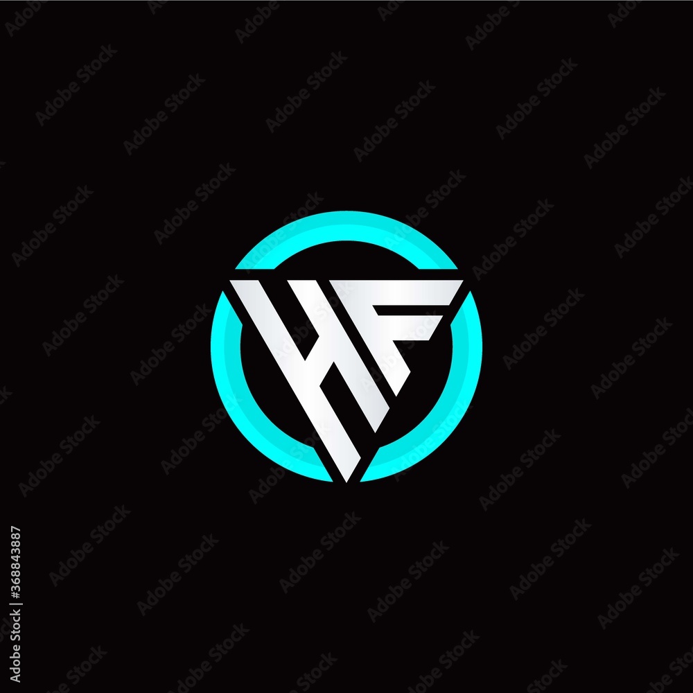 H F initial logo modern triangle with circle H F initial logo modern triangle with circle