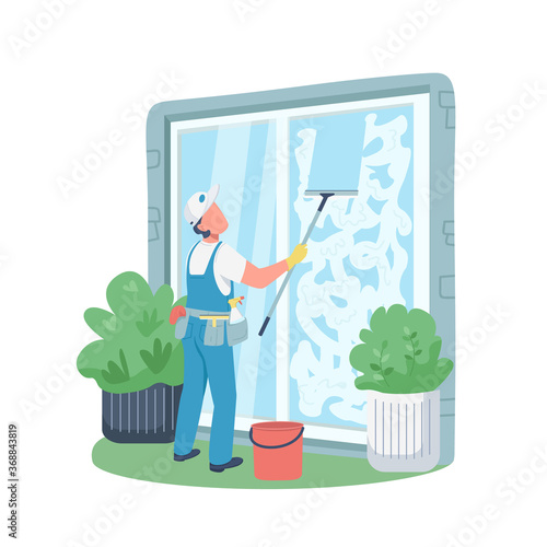 Professional janitor flat color vector faceless character