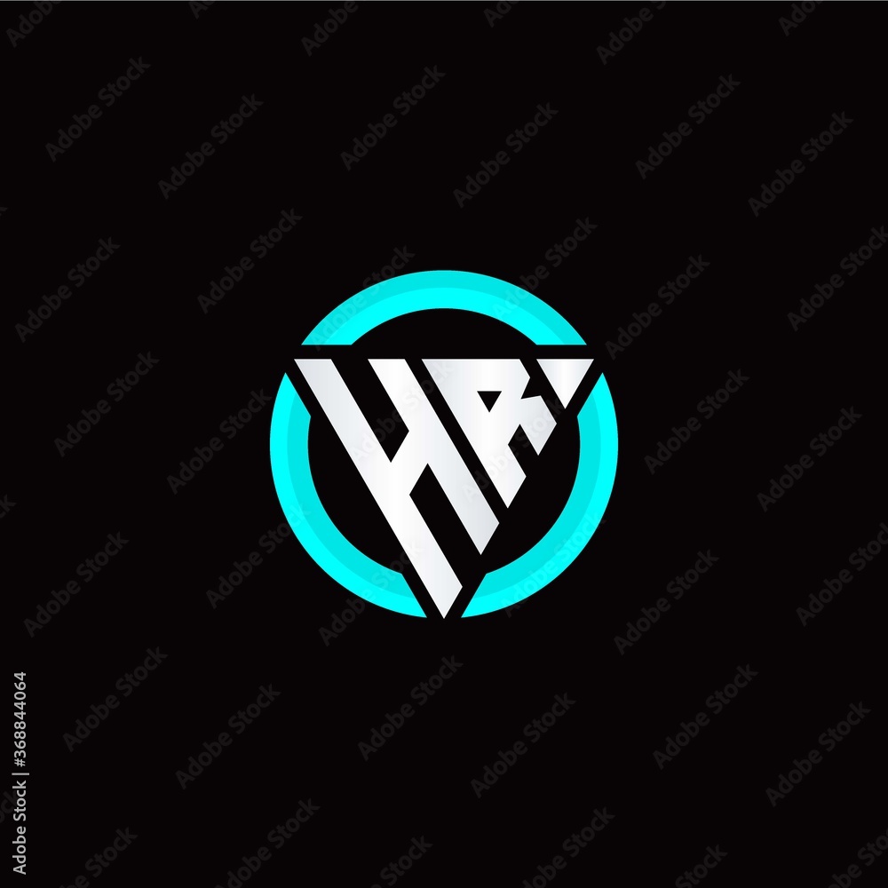 H R initial logo modern triangle with circle H R initial logo modern triangle with circle
