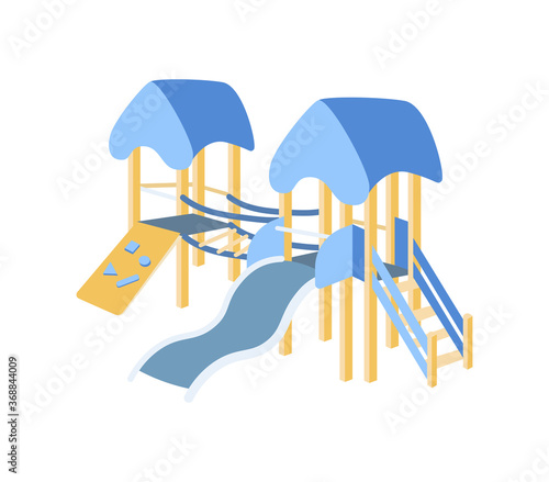 Playground children slide flat color vector object