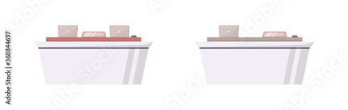 Administration desk flat color vector object set
