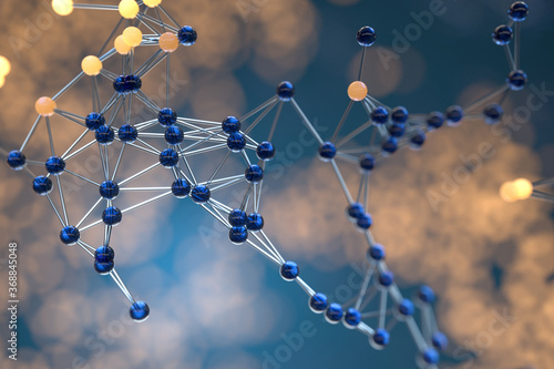 Blue biology grid with connect constrains, 3d rendering. photo