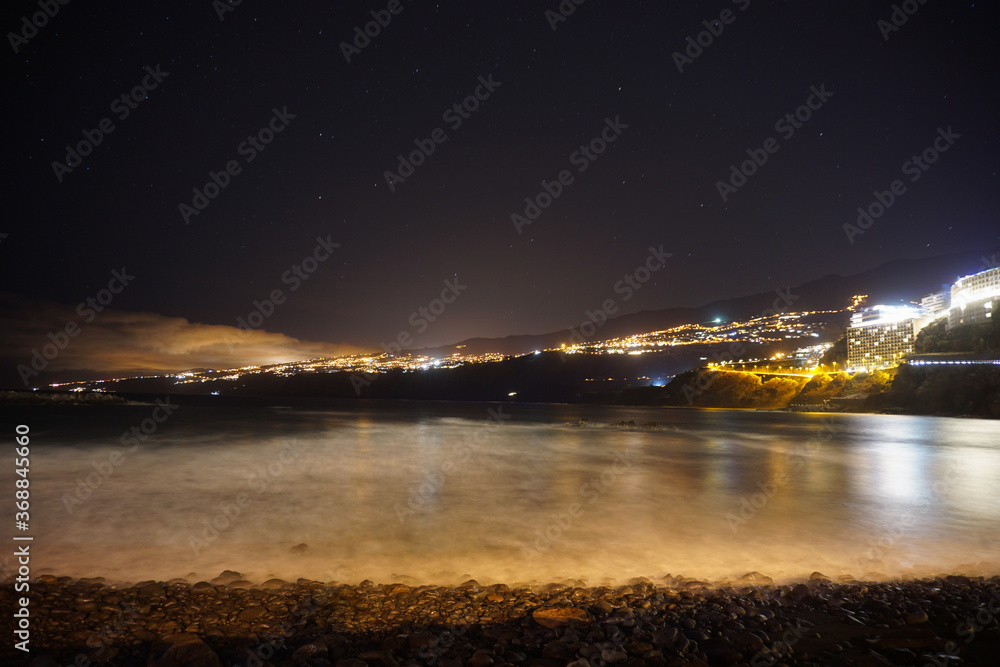 coast of Puerto de la Cruz in Tenerife at night