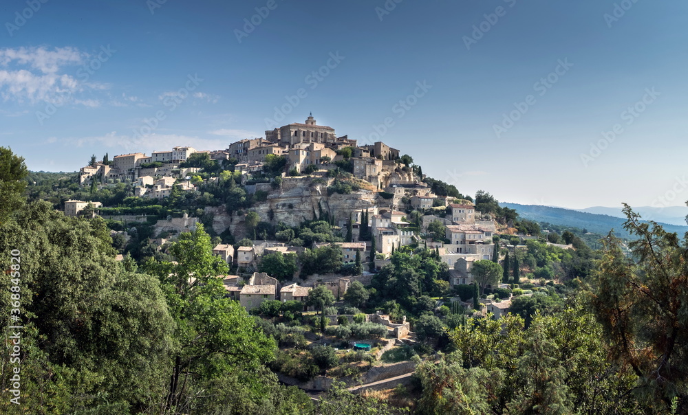 Panoramic view of Gordes, medieval town in Provence region. France