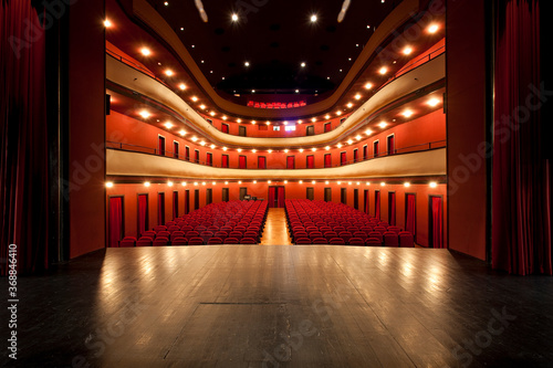 Vilanova i la Geltrú, Barcelona. Spain -14 Apr 2010- Auditorium of a theater from the stage photo