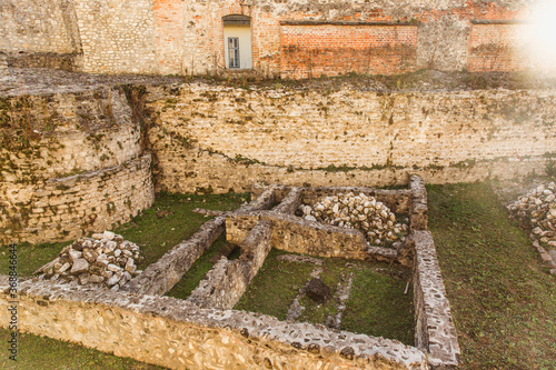 Scarbantia Archaeological Park with residential houses above, Sopron, Hungary photo