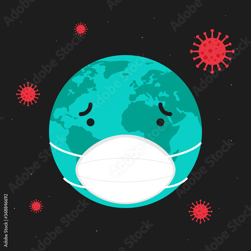 Planet Earth wearing a mask during Covid-19