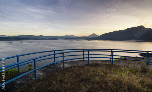 View of Wadaslintang Reservoir in the morning