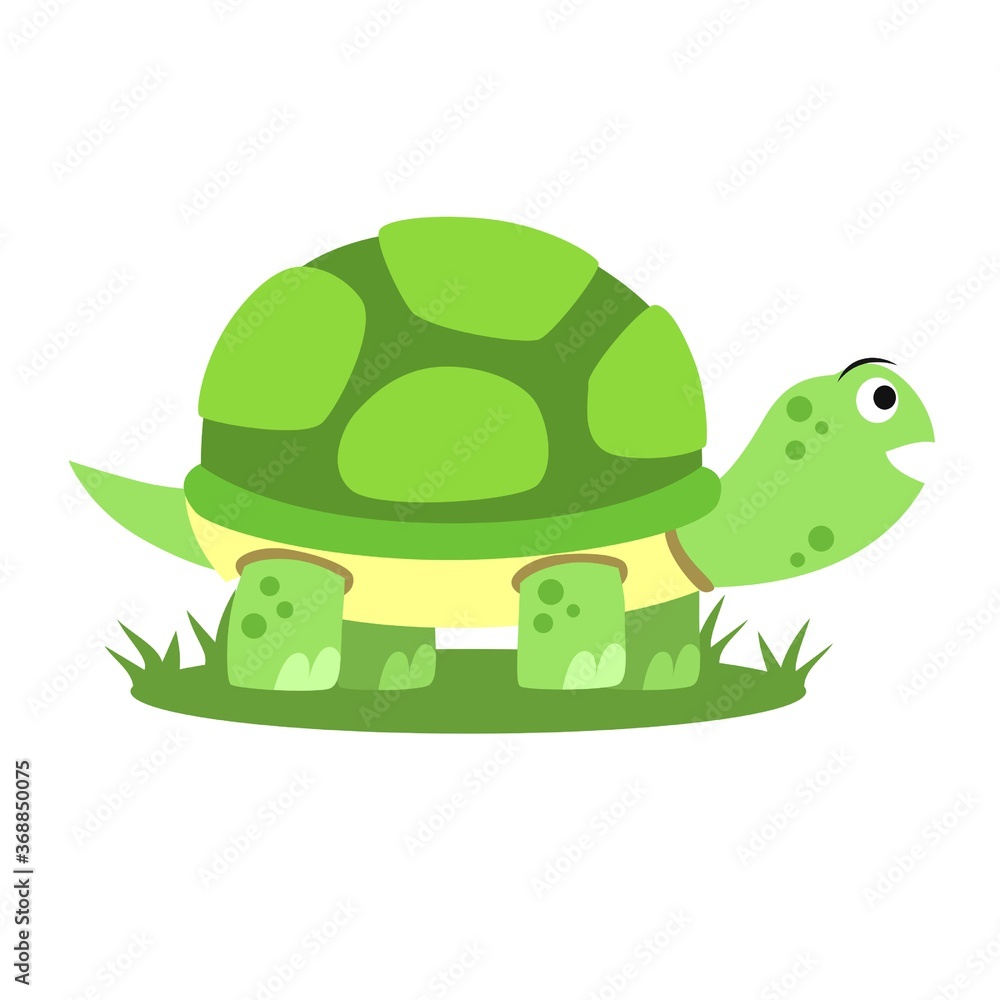 Obraz premium Cute tortoise cartoon vector illustration flat design