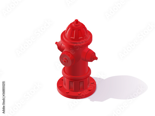 Isolated Isometric Red Fire Hydrant, Vector Illustration