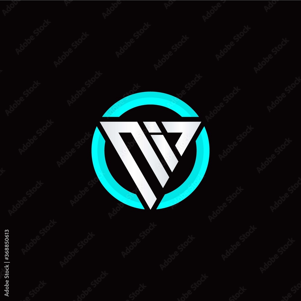Fototapeta premium N I initial logo modern triangle with circle